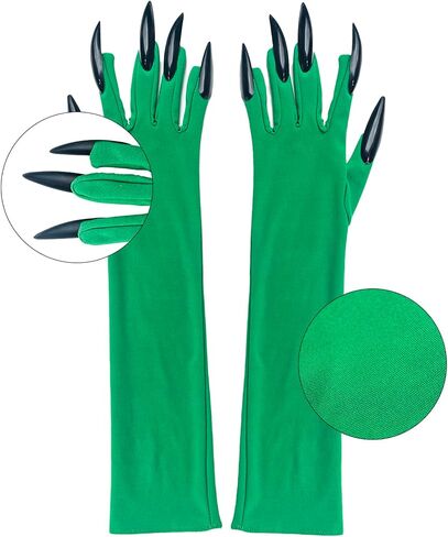 Morticia Witch Assume Associory Glases Green Gloves Green and Black Pracked Scriped Scheds Witch Cosplay Decorations in Kuwait