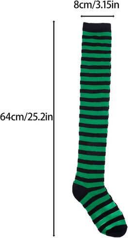 Morticia Witch Assume Associory Glases Green Gloves Green and Black Pracked Scriped Scheds Witch Cosplay Decorations in Kuwait