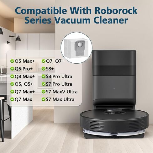 16 Packs Q5 Dust Bag for Roborock S8 Pro Ultra, S8+, Q7 Max+/Max, Q8 Max+, Q5 Max+, Q5+, Q5 Pro+, S7 Pro Ultra, S7 Max Ultra, S7 MaxV Ultra, Q7+, Q7, Q7 Max, Q7 Max+ Robot Vacuum, 3.6 L Large Capacity in Kuwait