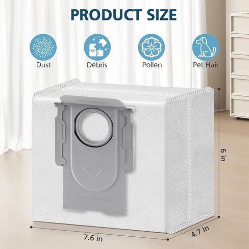 16 Packs Q5 Dust Bag for Roborock S8 Pro Ultra, S8+, Q7 Max+/Max, Q8 Max+, Q5 Max+, Q5+, Q5 Pro+, S7 Pro Ultra, S7 Max Ultra, S7 MaxV Ultra, Q7+, Q7, Q7 Max, Q7 Max+ Robot Vacuum, 3.6 L Large Capacity in Kuwait