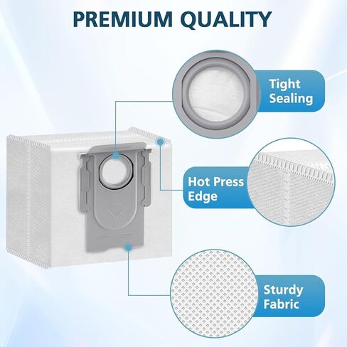 16 Packs Q5 Dust Bag for Roborock S8 Pro Ultra, S8+, Q7 Max+/Max, Q8 Max+, Q5 Max+, Q5+, Q5 Pro+, S7 Pro Ultra, S7 Max Ultra, S7 MaxV Ultra, Q7+, Q7, Q7 Max, Q7 Max+ Robot Vacuum, 3.6 L Large Capacity in Kuwait