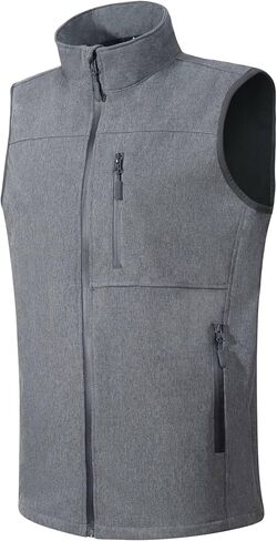 Mens Windproof Golf Vest Outerwear Fleece Lined Softshell Sleeveless Lightweight Jacket in Saudi Arabia