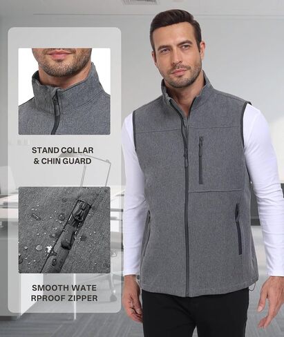 Mens Windproof Golf Vest Outerwear Fleece Lined Softshell Sleeveless Lightweight Jacket in Saudi Arabia