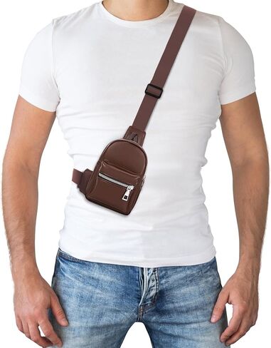 Peicees Mini Leather Sling Bag for Men Women Travel Daily Crossbody Bag Phone Holder in Saudi Arabia