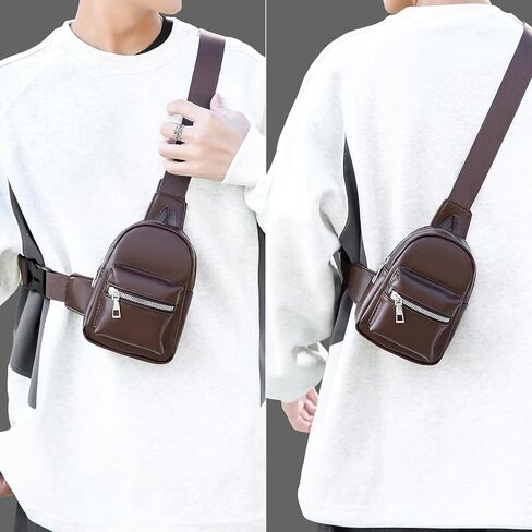 Peicees Mini Leather Sling Bag for Men Women Travel Daily Crossbody Bag Phone Holder in Saudi Arabia