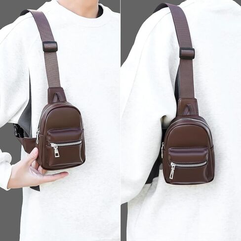Peicees Mini Leather Sling Bag for Men Women Travel Daily Crossbody Bag Phone Holder in Saudi Arabia