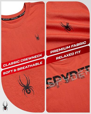 Spyder Mens T-Shirts - Soft Cotton Blend Jersey Crewneck Short Sleeve Shirts for Men, Casual Shirts for Workout & Daily Wear in Saudi Arabia