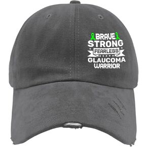 Brave Strong Fearlesss Glaucoma Warriors Hats for Men Washed Distressed Baseball Cap Aesthetic Washed Ball Caps Quick Dry Dark Grey in Saudi Arabia