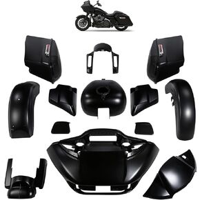لـ CVO Road Glide / HR3 ، الأرضية السوداء المتطابقة بالألوان والطقة السوداء النابضة ، نوبات من أجل 2018-Later Harley Fltrxse ، أكياس السرج الممتدة مع أغطية مكبر الصوت + in Kuwait
