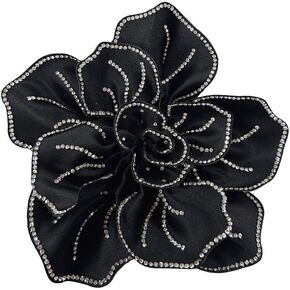 Fabric Rhinestone Flower Big Brooch Lapel Pins for Women Elegant Crystal Floral Brooches Pin for Dresses Suit Accessories Jewelry Boutonniere Corsage Wedding Party 5.5in in Kuwait