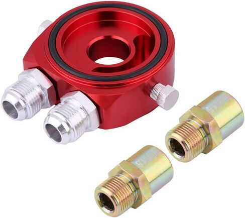 Oil Cooler Kit, M20 x 1.5 Universal Aluminum Alloy Oil Filter Cooler Sandwich Plate Adapter 1/8 NPT Oil Cooler Kit (Red) in Saudi Arabia