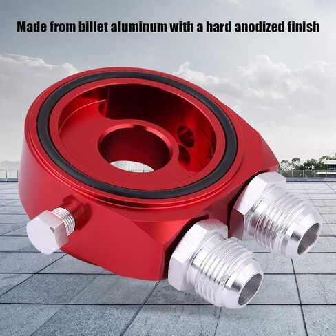 Oil Cooler Kit, M20 x 1.5 Universal Aluminum Alloy Oil Filter Cooler Sandwich Plate Adapter 1/8 NPT Oil Cooler Kit (Red) in Saudi Arabia