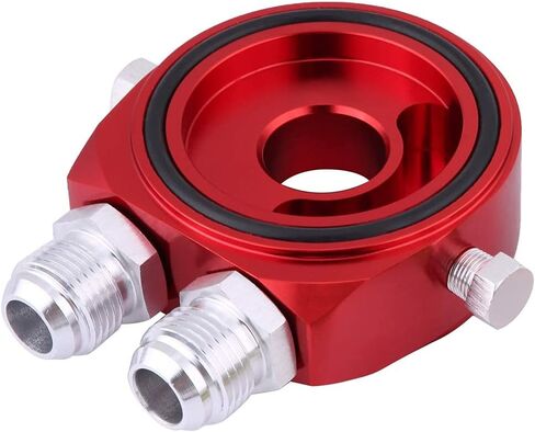 Oil Cooler Kit, M20 x 1.5 Universal Aluminum Alloy Oil Filter Cooler Sandwich Plate Adapter 1/8 NPT Oil Cooler Kit (Red) in Saudi Arabia