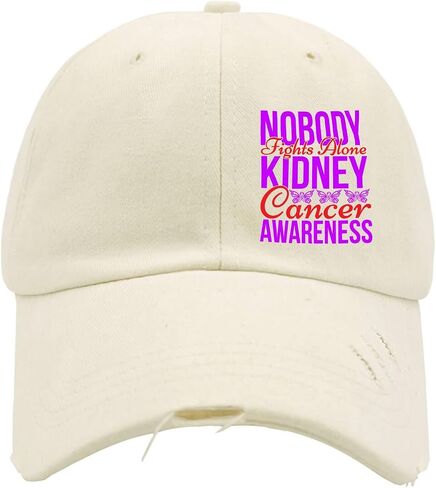 Nobodys Fights Alone Kidney Cancer Awareness Hats for Men Washed Distressed Baseball Caps Classic Washed Workout Hat Fitted in Saudi Arabia