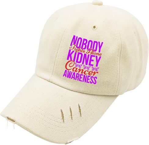 Nobodys Fights Alone Kidney Cancer Awareness Hats for Men Washed Distressed Baseball Caps Classic Washed Workout Hat Fitted in Saudi Arabia
