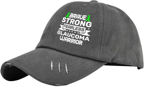 Brave Strong Fearlesss Glaucoma Warriors Hats for Men Washed Distressed Baseball Cap Aesthetic Washed Ball Caps Quick Dry Dark Grey in Saudi Arabia