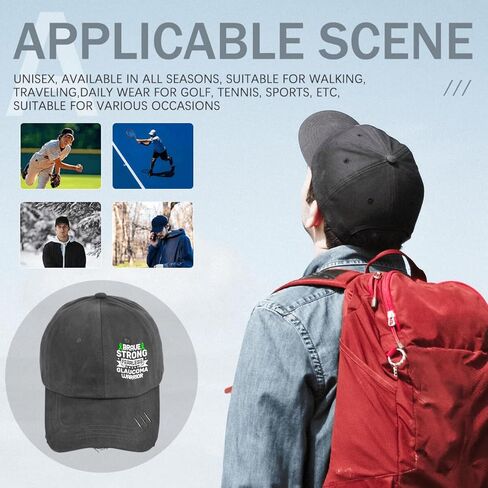 Brave Strong Fearlesss Glaucoma Warriors Hats for Men Washed Distressed Baseball Cap Aesthetic Washed Ball Caps Quick Dry Dark Grey in Saudi Arabia