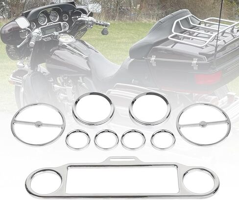 Chrome Stereo Accent Speedometer Gauge Bezel Inner Fairing Trim Kit for Harley Electra Glide,Street Glide and Trike models 1996-2013 in Saudi Arabia