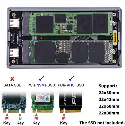 xiwai 20Gbps Type-C USB3.2 Gen2 USB4 to M-Key M.2 NVMe NGFF SATA 2242/2230mm SSD Enclosure PCBA Adapter RTL9220 Chipset in Saudi Arabia