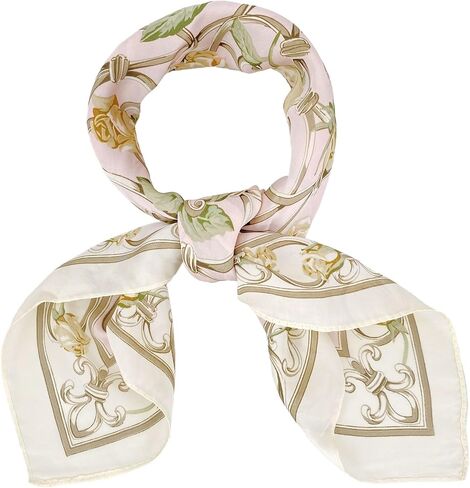 BEGOOD Square Satin Head Scarf for Women Silk Feeling Scarf Hair Bandana Neck Scarf Hair Wraps Valentines Day Gifts 27.5 × 27.5 inches(Pink Flowers Pattern) in Saudi Arabia