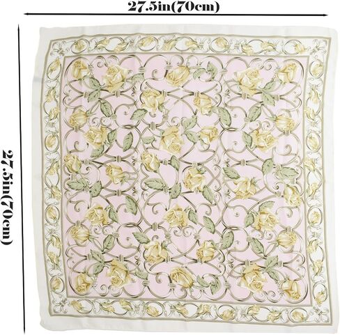 BEGOOD Square Satin Head Scarf for Women Silk Feeling Scarf Hair Bandana Neck Scarf Hair Wraps Valentines Day Gifts 27.5 × 27.5 inches(Pink Flowers Pattern) in Saudi Arabia