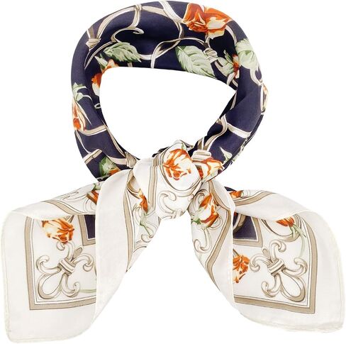 BEGOOD Square Satin Head Scarf for Women Silk Feeling Scarf Hair Bandana Neck Scarf Hair Wraps Valentines Day Gifts 27.5 × 27.5 inches(Pink Flowers Pattern) in Saudi Arabia