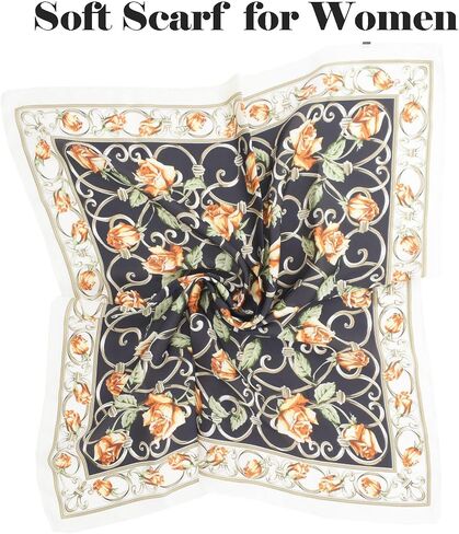 BEGOOD Square Satin Head Scarf for Women Silk Feeling Scarf Hair Bandana Neck Scarf Hair Wraps Valentines Day Gifts 27.5 × 27.5 inches(Pink Flowers Pattern) in Saudi Arabia