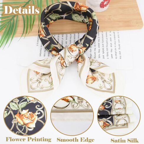 BEGOOD Square Satin Head Scarf for Women Silk Feeling Scarf Hair Bandana Neck Scarf Hair Wraps Valentines Day Gifts 27.5 × 27.5 inches(Pink Flowers Pattern) in Saudi Arabia
