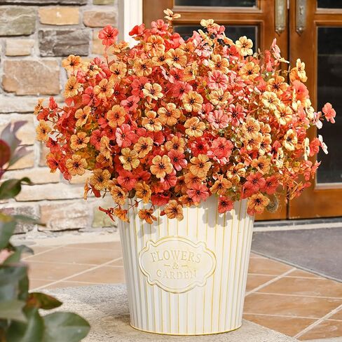 Fake Mums, Faux Mums for Outdoor Planters, 12 Bundles UV Resistant Fall Flowers Artificial for Outdoors Decoration, Artificial Mums for Outdoors,Faux Artificial Flowers,Fall Decorations for Home Porch in Saudi Arabia