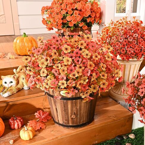 Fake Mums, Faux Mums for Outdoor Planters, 12 Bundles UV Resistant Fall Flowers Artificial for Outdoors Decoration, Artificial Mums for Outdoors,Faux Artificial Flowers,Fall Decorations for Home Porch in Saudi Arabia