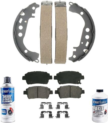 Detroit Axle-Brake Kit for 2001-2008 Toyota Prius ، 2000 [GT] Celica ، 2004-2006 Scion XB XA ، 2 منصات الفرامل الخزفية 2 أحذية الفرامل شبه المعدنية الخلفية in Saudi Arabia