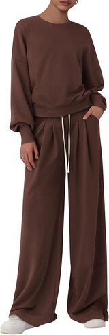 PRETTYGARDEN Womens 2 Piece Sets Long Sleeve Sweatshirt Wide Leg Pants Loose Matching Lounge Set Trendy Fall Outfits in Saudi Arabia