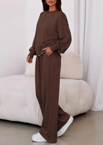 PRETTYGARDEN Womens 2 Piece Sets Long Sleeve Sweatshirt Wide Leg Pants Loose Matching Lounge Set Trendy Fall Outfits in Saudi Arabia