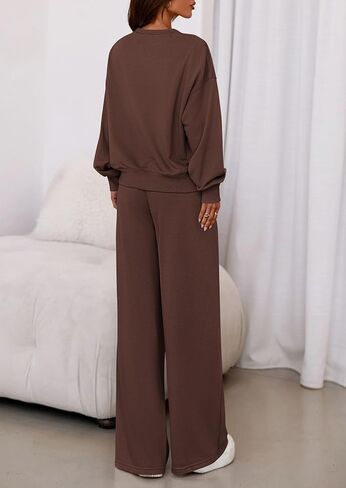 PRETTYGARDEN Womens 2 Piece Sets Long Sleeve Sweatshirt Wide Leg Pants Loose Matching Lounge Set Trendy Fall Outfits in Saudi Arabia