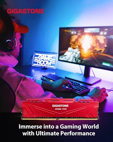 【DDR4 RAM】 GIGASTONE Game PRO 32GB Kit (2x16GB) DDR4 3600MHz PC4-28800 CL 18-22-22-42 Intel XMP 2.0 AMD Ryzen 1.35V UDIMM 288 Pin Unbuffered Non ECC High Performance Gaming Desktop Memory - Black in Saudi Arabia