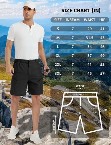 شورتات المشي لمسافات طويلة للرجال مع 5 جيوب ، شورت الجولف الرجال 7 بوصة inseam وسرعة جافة التنفس in Kuwait