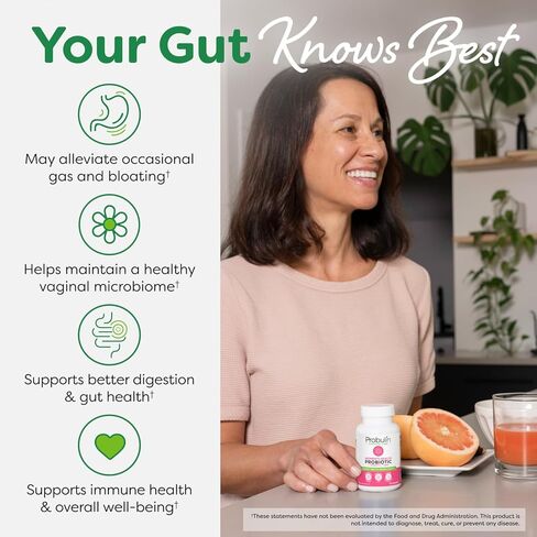 بروبيوتيك للمرأة ، كبسولات مكملات صحية مهبلية وأمعاء ومكملات من المناعة ، 20 مليار وحدة تقليدية ، 12 سلالة بروبيوتيك ، نباتي ، 30 زجاجة. in Kuwait