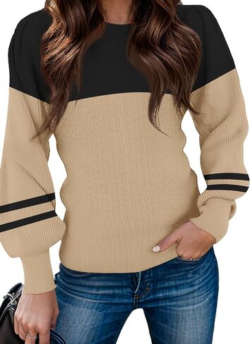 Zeagoo Womens Sweaters Fall 2024 Fashion Trendy Long Sleeve Sweaters Ribbed Knit Winter Outfits Puff Pullover Jumper Tops in Saudi Arabia