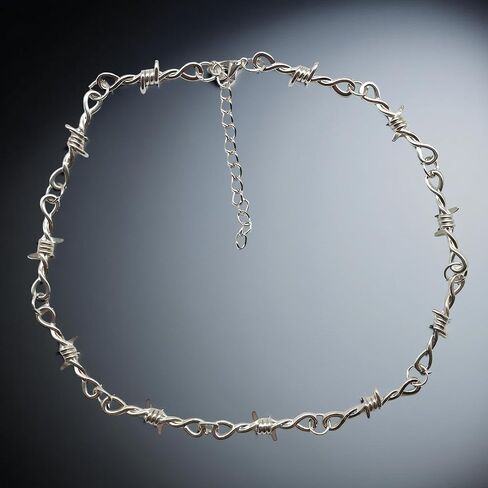 925 سوار قلادة سلكية سلكية سلكية فضية سترلينغ للرجال والنساء - Barbwire القليل من الأشواك المتسلسل هدايا مجوهر in Saudi Arabia