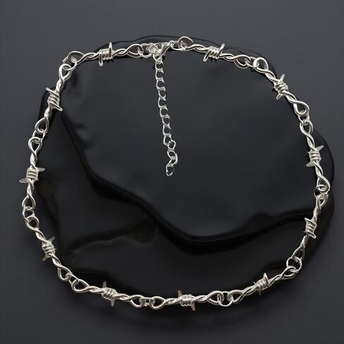 925 سوار قلادة سلكية سلكية سلكية فضية سترلينغ للرجال والنساء - Barbwire القليل من الأشواك المتسلسل هدايا مجوهر in Saudi Arabia