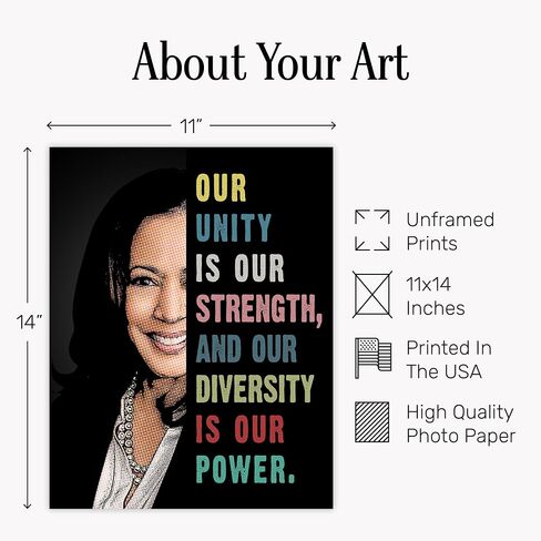 Kamala Harris Madam Vice President Inspirational Quotes Wall Art for African American Women, Girls - Political Gifts - Patriotic Decor - Feminism Feminist Gifts - 8x10 African American Wall Art in Kuwait