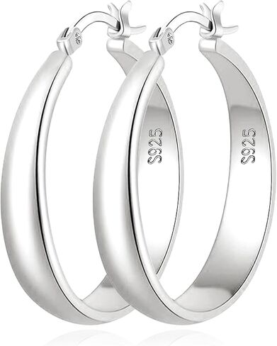 Senteria Large Sterling Silver Hoop Earrings for Women Hypoallergenic Silver Hoop Earrings Lightweight Thin Big Hoops Earring for Women 40/50/60/70MM in Kuwait