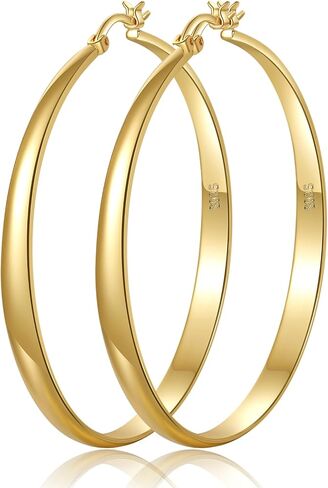 Senteria Large Sterling Silver Hoop Earrings for Women Hypoallergenic Silver Hoop Earrings Lightweight Thin Big Hoops Earring for Women 40/50/60/70MM in Kuwait