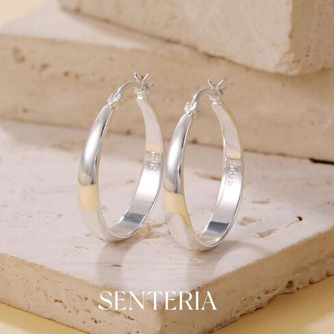 Senteria Large Sterling Silver Hoop Earrings for Women Hypoallergenic Silver Hoop Earrings Lightweight Thin Big Hoops Earring for Women 40/50/60/70MM in Kuwait