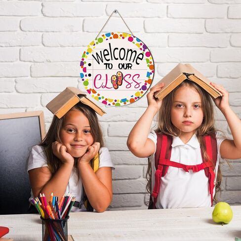 Ctosree Welcome to Classroom Sign 12" Back to School Front Door Sign Seasonal Door Hanger Wreath Interchangeable First Day of School Classroom Rainbow Bulletin Board Window DIY Wall Decor(Fresh) in Saudi Arabia