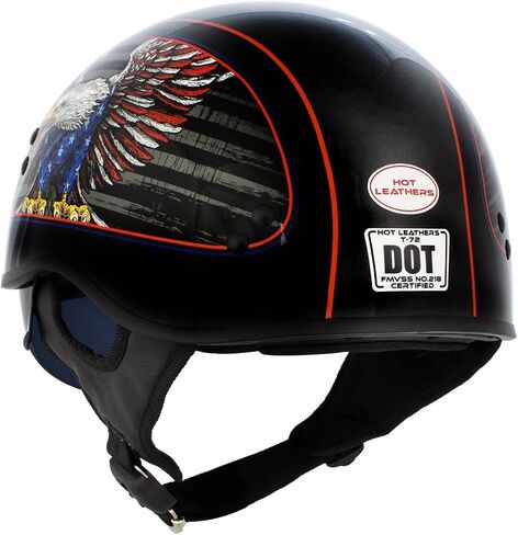 Hot Leathers HLD1037 Gloss Black Up Wing Eagle USA Advanced DOT Unisex Half Helmet w/Drop Down Visor in Saudi Arabia