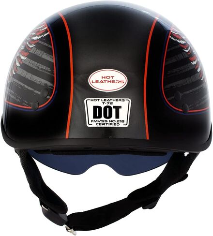 Hot Leathers HLD1037 Gloss Black Up Wing Eagle USA Advanced DOT Unisex Half Helmet w/Drop Down Visor in Saudi Arabia