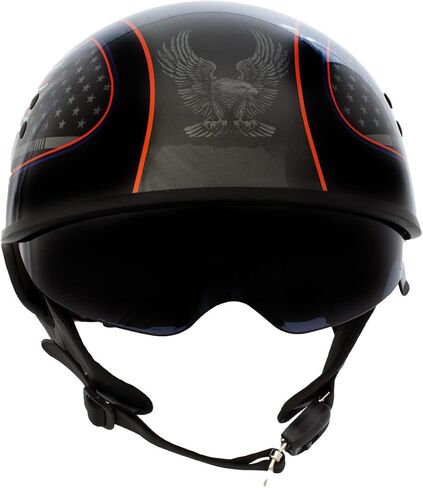 Hot Leathers HLD1037 Gloss Black Up Wing Eagle USA Advanced DOT Unisex Half Helmet w/Drop Down Visor in Saudi Arabia