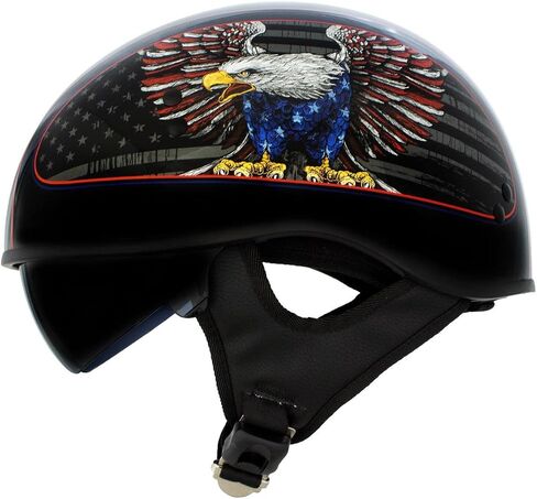 Hot Leathers HLD1037 Gloss Black Up Wing Eagle USA Advanced DOT Unisex Half Helmet w/Drop Down Visor in Saudi Arabia
