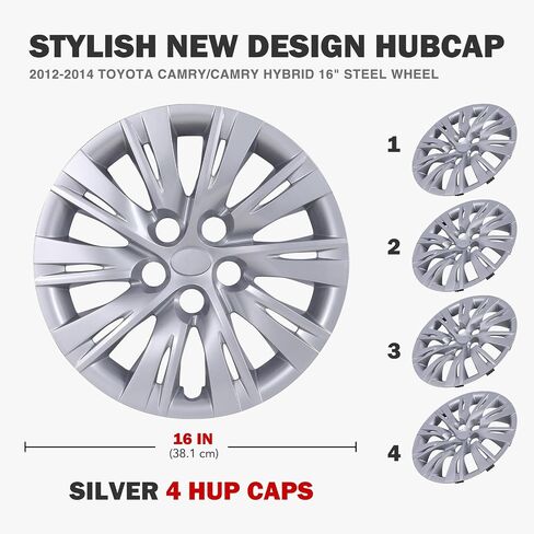 AUTOWIKI Silver Hubcaps Wheel Covers Fits for Toyota Camry 2012-2014 16" – Four (4) Pieces Sturdy OEM Replacement Hubcap for 12-14 Camry Hybrid in Saudi Arabia